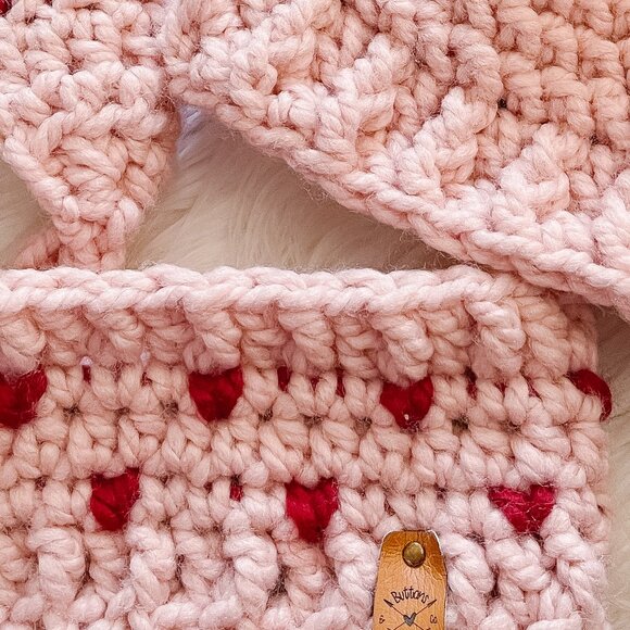 Mini Heart Crochet Head Band, Ear Warmer, Winter, Warm, Fall - Picture 5 of 5